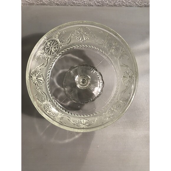 Vintage Pressed Clear Glass Candy Fruit Bowl Pedestal Heavy - Picture 2 of 4